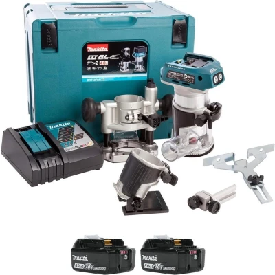 Afbeelding van Makita DRT50RTJX2 18V Li Ion Accu Boven /kantenfrees En Trimmer Set (2x 5.0Ah Accu) In Mbox