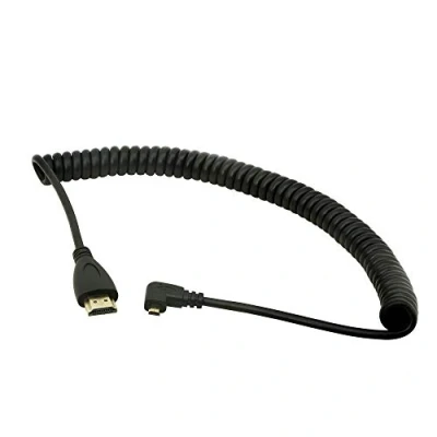 Afbeelding van CERRXIAN HDMI Male naar Micro haakse kabel, vergulde Converter Adapter opgerolde spiraalkabel Ondersteuning 2K 4K (30Hz), Audio Return (Micro rechte hoek)