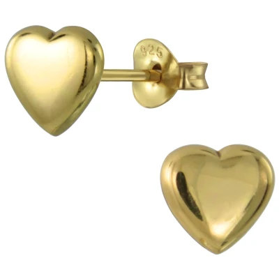 Afbeelding van JoyS Zilveren hartje oorbellen 7 mm 14k goudplating