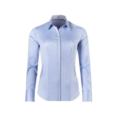 Afbeelding van Vincenzo Boretti Leicht Tailliert Overhemdblouse, Dames, Maat: 42, Weiß blau