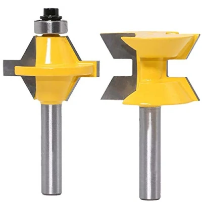 Afbeelding van WSOOX 2 stuks 8 mm &quot;schacht router bit set 120 graden houtbewerking groef beitelsnijder gereedschap