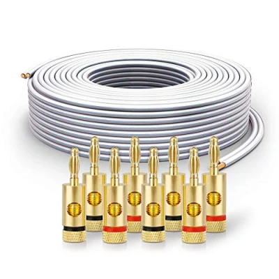 Afbeelding van PureLink Luidsprekerkabel OFC 2 x 2,50mm² (0,20 mm), 20,0 m, wit, set met 8 banaanstekkers