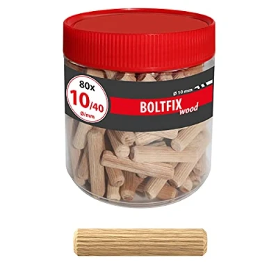 Afbeelding van TOX Boltfix 015200181 houten pluggen 10x40 mm, betrouwbare verbinding van onderdelen met perfecte pasvorm en grip, duurzaam esthetisch, geschikt voor meubels, 80 stuks in praktische ronde