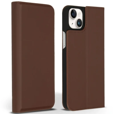 Afbeelding van Apple iPhone 14 Plus Hoesje Echt leder Accezz Bookcase Bruin Telefoonhoesje