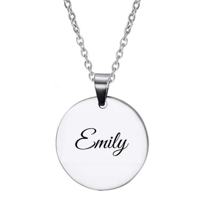 Afbeelding van Ketting RVS Met Naam Gravering Emily Zilver Rond