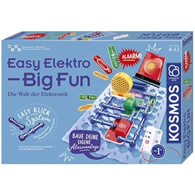 Afbeelding van KOSMOS 620608 Easy Elektro Big Fun, spannende experimenten op stroomcircuits met serie en parallelle schakelingen, radio bouwen, geluidsinstallatie, alarmsysteem, experimenteerkast voor kinderen