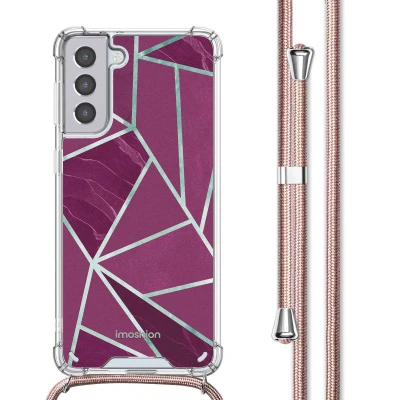 Afbeelding van Samsung Galaxy S21 Plus Hoesje Kunststof iMoshion Softcase/Koordhoesje/Backcover Bordeaux Graphic Telefoonhoesje