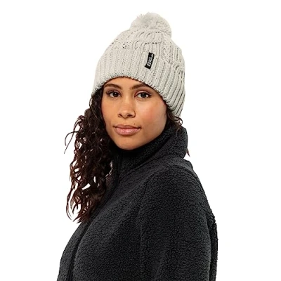 Afbeelding van Jack Wolfskin Pompom Muts Dames Dove Beige Mutsen