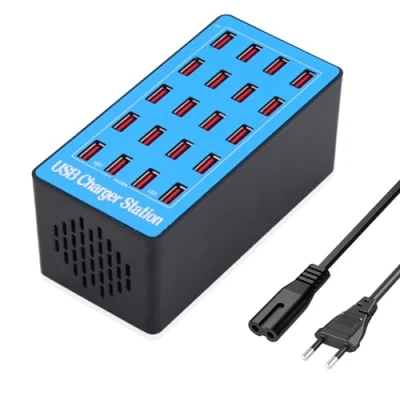 Afbeelding van USB Oplader, 100W(20A) 20 poorts Desktop laadstation, oplader hub, wandlader, voeding stekker, Compatibel met iPhone 12/13/14/15/Samsung S24/S23/S22/Google.