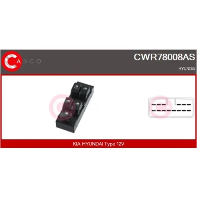 Afbeelding van CASCO CWR78008AS Schakelaar, raamopener Aan de bestuurderszijde HYUNDAI: Getz (TB) 1.3, 1.1, 1.4 i, 1.5 CRDi, CRDi GLS, 1.6, 1.3 i 2002 2010