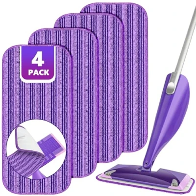 Afbeelding van Spray Mop Refill Pads voor Flash Powermop, 4 STKS Microvezel Wasbaar Huishoudelijke Natte Droge Vloer Mop, Herbruikbare Hoofd Vervanging Hardhout Laminaat Reiniging