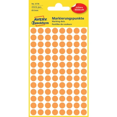 Afbeelding van Avery Ronde Etiketten Diameter 8 Mm, Lichtoranje, 416 Stuks Etiket