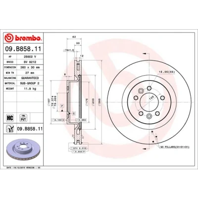 Afbeelding van Brembo Remschijf 09.B858.11