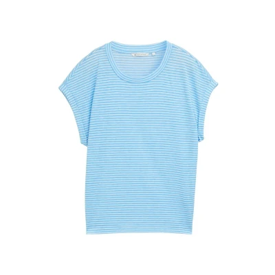 Afbeelding van TOM Tailor Denim MIT Streifenmuster Tshirt print, Dames, Maat: XS, Blue white stripe