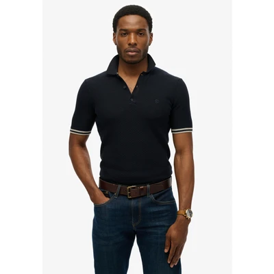 Afbeelding van Superdry Texture Short Sleeve Poloshirt, Heren, Maat: Large, Classic navy diamond