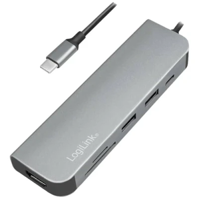 Afbeelding van LogiLink UA0343 interface hub USB 3.2 Gen 1 (3.1 1) Type C Aluminium