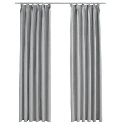 Afbeelding van Gordijnen verduisterend met haken 2 st 140x175 cm grijs