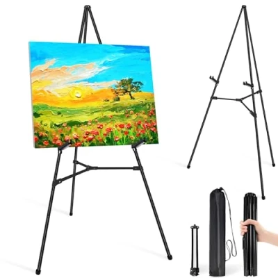 Afbeelding van VAIIGO Schildersezelstandaard voor teken, display ezel bruiloft bord poster standaard, artiest instant statief opvouwbare vloer standaard schilderen, 168 cm Adjustab metalen met