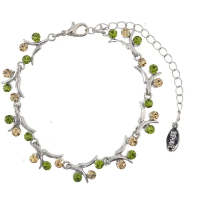 Afbeelding van Behave Zilver kleurige takjes armband met bruine stenen