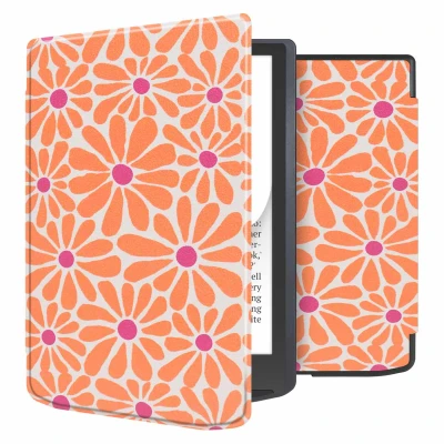 Afbeelding van Pocketbook InkPad 4 Hoes: imoshion Design Slim Soft Case Sleepcover Bookcase zonder stand Bookcase,Softcase Orange Flowers Connect Kunstleder