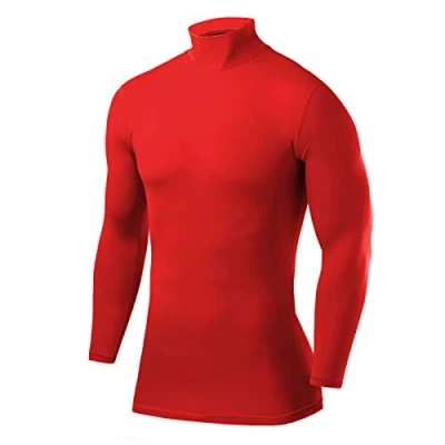 Afbeelding van Compressietop met Lange Mouwen Mockhals voor Heren en Jongens Team Red (Rood), XL