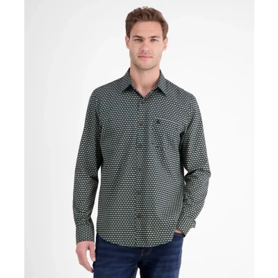 Afbeelding van LERROS Overhemd Allover Print Regular Fit Blauw/dessin XXL