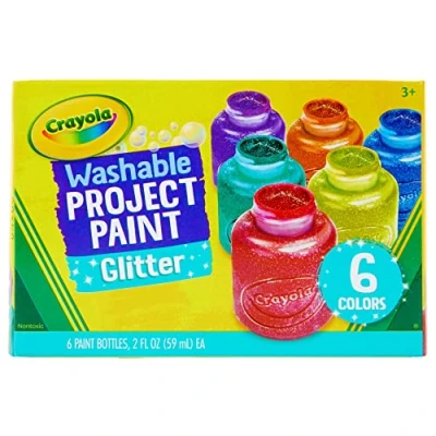 Afbeelding van CRAYOLA Wasbare glitterverf verschillende kleuren (6 stuks) Voeg wat extra schittering toe aan je kunst en ambachten! Ideaal voor kinderen vanaf 3 jaar