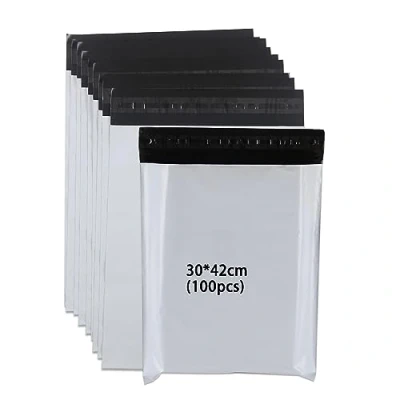 Afbeelding van newlng verzendzakken van plastic, 300 x 420 mm, ondoorzichtig, scheurvast, zelfklevende voor kleding, goederen, textiel, logistiek, verpakking, transporttassen, 100 stuks, wit