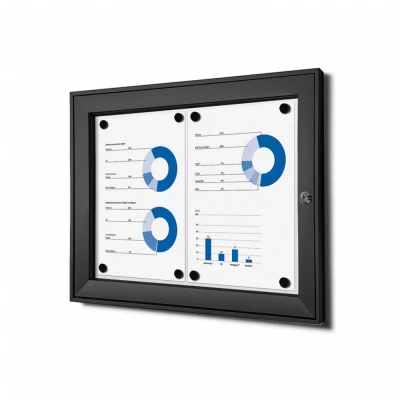 Afbeelding van Vergrendelbaar Notitiebord Indoor Zwart 2x A4