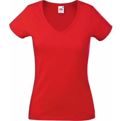 Afbeelding van Fruit Of The Loom Dames Vrouwen Fit Valuegewicht V hals T shirt met korte mouwen (Rood)