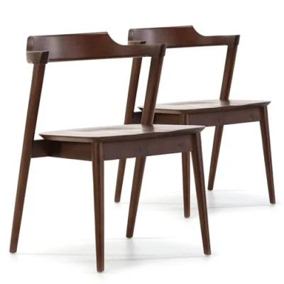 Afbeelding van VS Venta stock Venus 2 stuks stoelen kleur walnoot, massief hout, 58 cm (L) 57,5 (D) 76 (H)