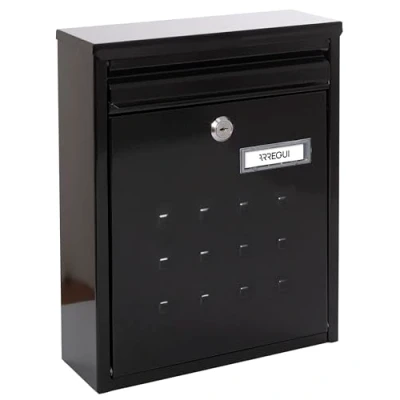 Afbeelding van ARREGUI Dime V1324 Brievenbus van Verzinkt Staal Formaat M (DIN A4 Post) Gegroepeerde Wandbrievenbus voor Buiten Weerbestendig, Smal, met Naamplaatje en Valklep Eenvoudige Montage Zwart