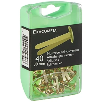 Afbeelding van Exacompta 14748E Box (met 40 paperclips voor monsterzakjes, 30 mm, praktisch en robuust), 1 pak goud