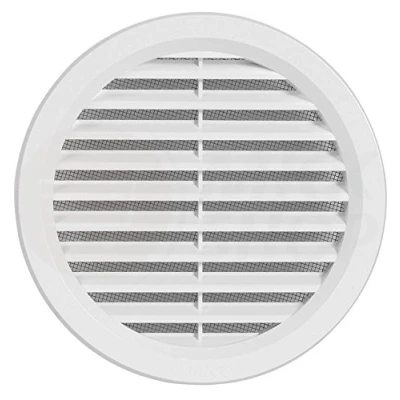 Afbeelding van MKK Ventilatierooster ASA kunststof wit Ø 110 mm deur badkamer toilet toevoerlucht afvoerlucht rond insectennet keuken ventilator rooster afsluitrooster
