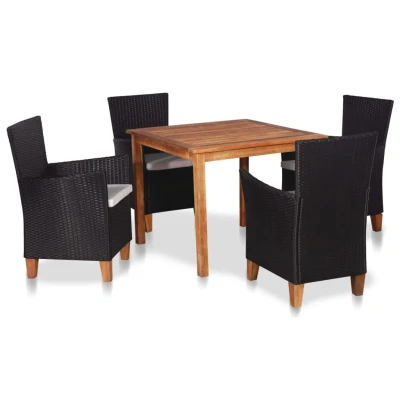 Afbeelding van 5 delige Tuinset poly rattan zwart en bruin