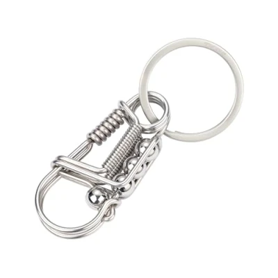 Afbeelding van TROIKA Sleutelhanger en karabijnhaak met veerfunctie DRAAD HOEER 316 roestvrij staal handgemaakt van één draad, zilverkleurig origineel, zilverkleuren, 8 x 3 1,4 cm