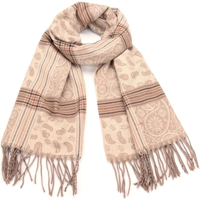Afbeelding van Lange Warme Sjaal Geblokt Paisley Camel/Beige 180 x 70cm (11#)