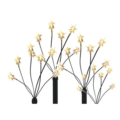 Afbeelding van Led tuinlichtstaven, ster, batterij/timer, set van 4 met 24 leds, tuinsteker, balkon, kerstdecoratie voor buiten