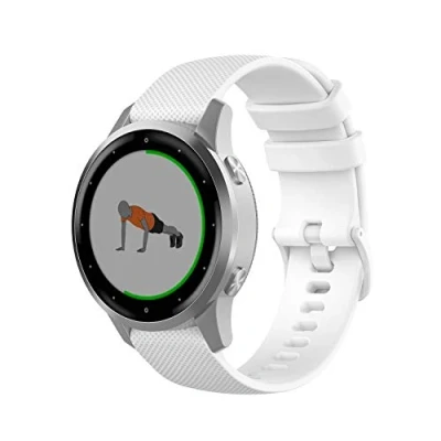 Afbeelding van Yikamosi Compatibel met Garmin Vivoactive 4S Bandje,18MM Snelle release Zachte Siliconen Roestvrij stalen sluiting Vervangende Bandje voor 4S/Vivomove 3S,Wit