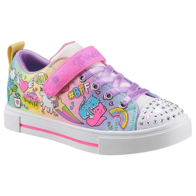 Afbeelding van Skechers Sneakers TWINKLE SPARKS BFF MAGIC , veterschoen met glitter, klittenbandsluiting, maat sjabloon te downloaden