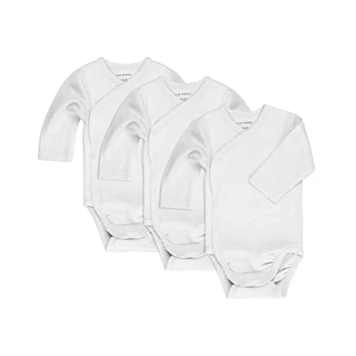 Afbeelding van LaLoona Babybody met lange mouwen, 3 delig, katoen, knopen, Oeko Tex Standard 100, Wit, 50 56