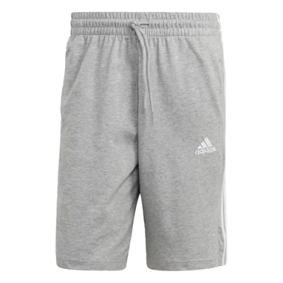 Afbeelding van adidas Heren Essentials Single Jersey 3 Stripes Shorts, Medium Grey Heather/White, S