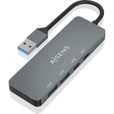 Afbeelding van AISENS HUB USB 3.2 GEN2 10G A/M 2xTYP C/H 2xUSB A/H 15CM GRAU