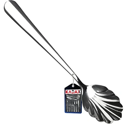 Afbeelding van KADAX praktische suiker lepel van roestvrij staal, vintage voor suikerpot, koffielepel schelpvorm, mokkalpel, theelepel, zilveren taartlepel (L: 14 cm, zilver)