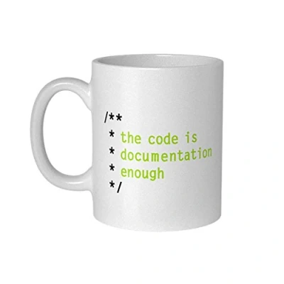 Afbeelding van getDigital The Code is Documentation Enough Koffiemok, perfecte koffiemok voor programmeurs, IT Admins, computerwetenschappers en computergeeks, 300 ml, keramiek, wit, 1 stuks (1 stuk)