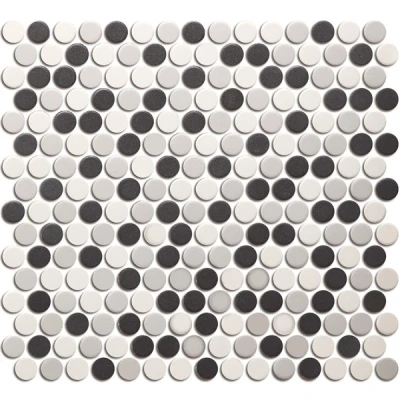 Afbeelding van The Mosaic Factory London Pennyround White, Grey, Black Mix 1,9x5,5 cm