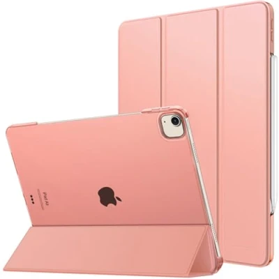 Afbeelding van MoKo for iPad Air 13 Inch M2 Case 2024/ Pro 12.9 (6th/5th Gen 2022/2021), Slim Smart Shell Translucent Frosted Hard PC Back Cover, Support Touch ID &amp; Pencil Pro/2nd/USB C, Apricot Orange
