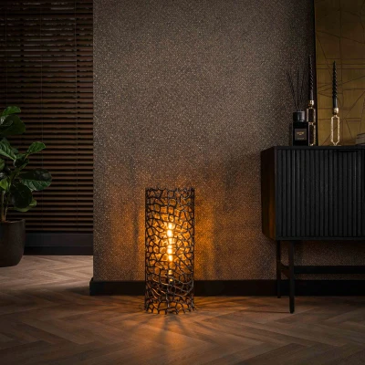 Afbeelding van Fraaai Boyd vloerlamp Ø25 cm weaver cylinder M zwart nikkel Metaal