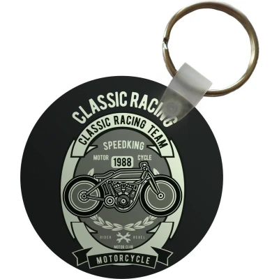 Afbeelding van Sleutelhanger Motor Letters Vintage Quote Plastic Rond Uitdeelcadeautjes Vaderdag cadeau Geschenk Cadeautje voor hem Tip Mannen
