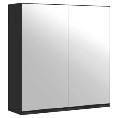 Afbeelding van vidaXL Badkamerkast met spiegel 64x20x67 cm bewerkt hout zwart